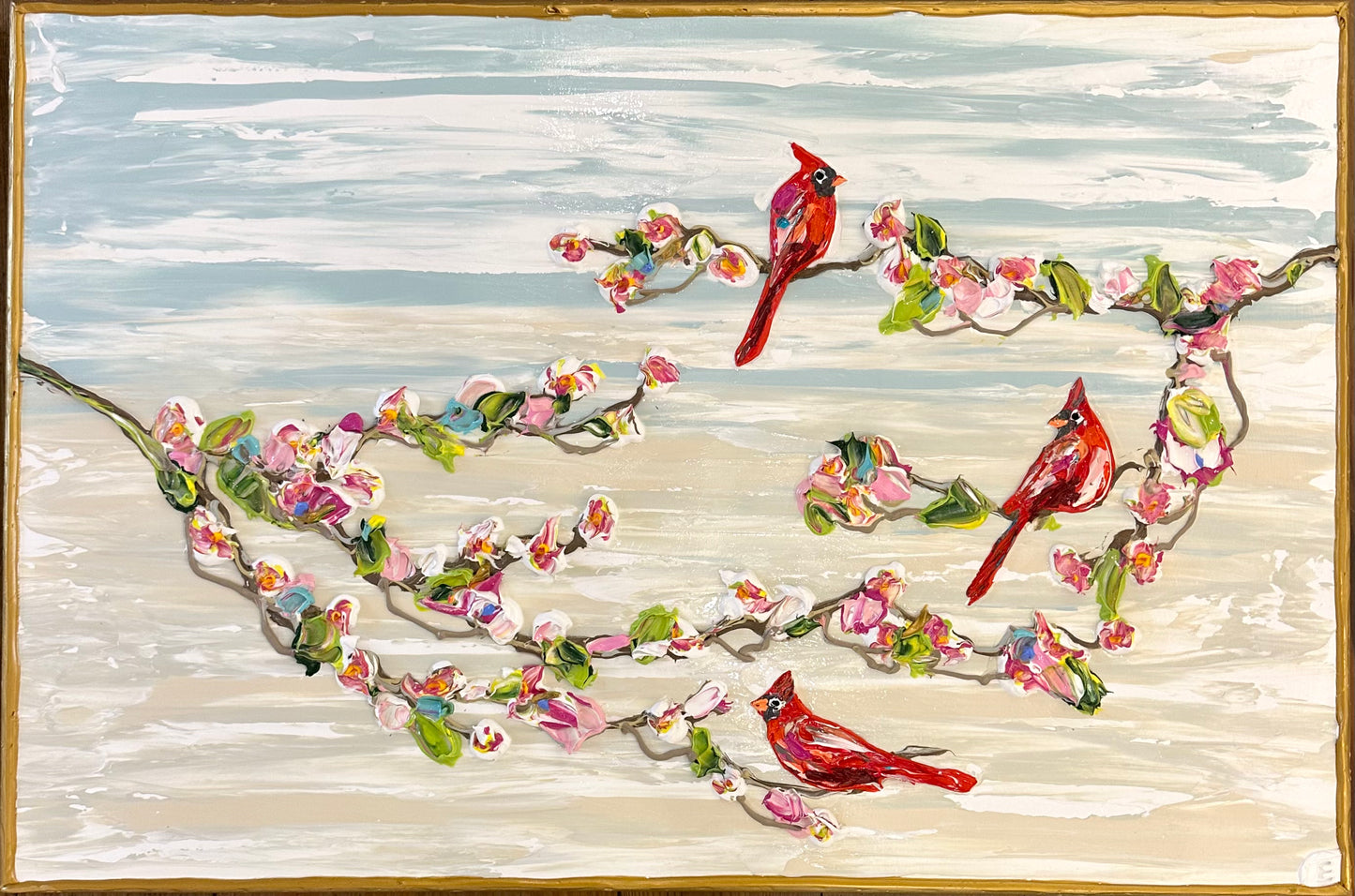 Cardinals & Florals 24"x36"