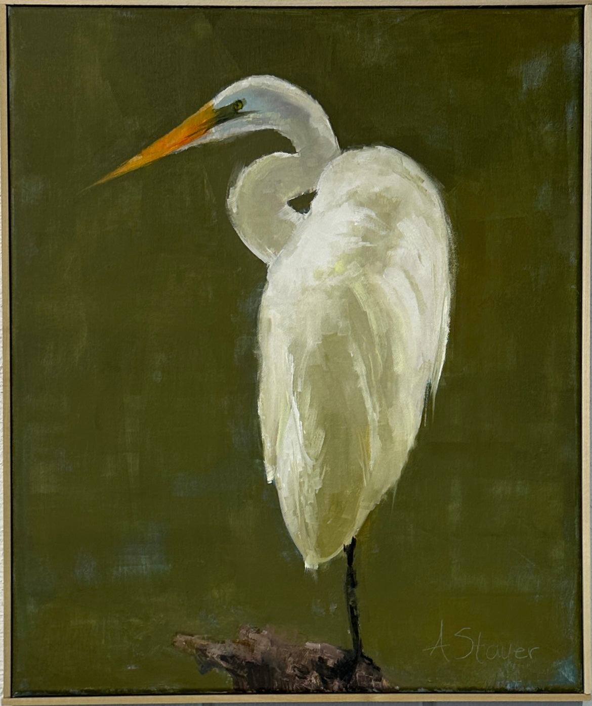 Egret with Green 20”x24”