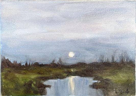 Moon Over Marsh 5"x7"
